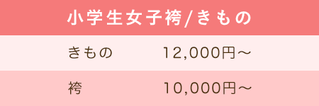 小学生女子袴/きものレンタル価格